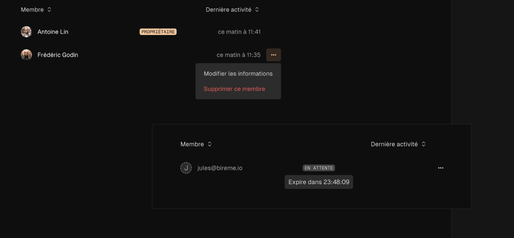 Composants développés avec Floating UI