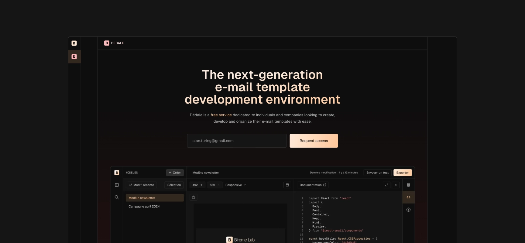 Update of the bireme.io website with the addition of the landing page dedicated to Dédale