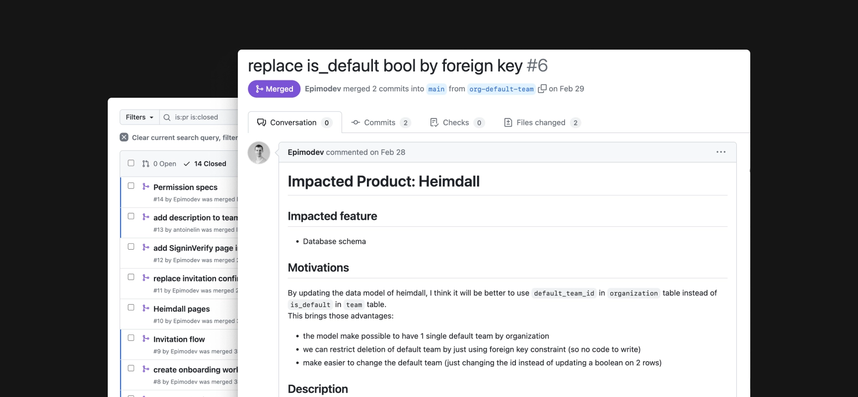 Rédaction des specs via Github et Pull requests